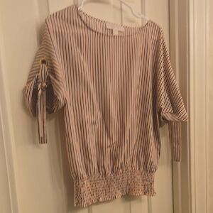 MICHAEL Michael Kors Beige and Black Striped Blouse
